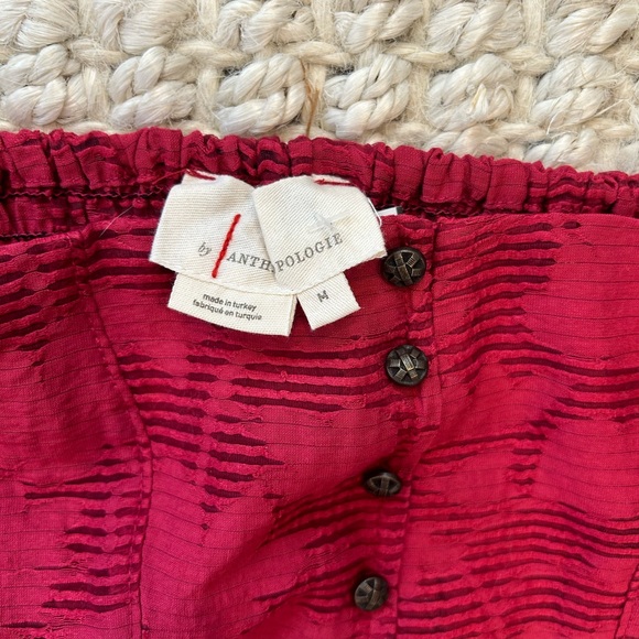 Anthropologie Romantic Puff Sleeve Blouse Cranberry Womens Size M - Picture 5 of 6